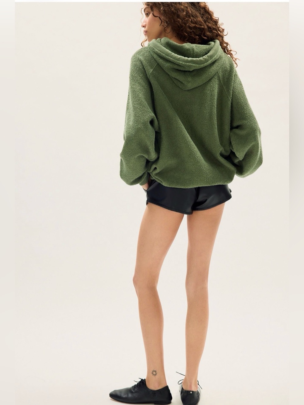 Free People Looped In Hoodie in Oil Green - Picture 2 of 5